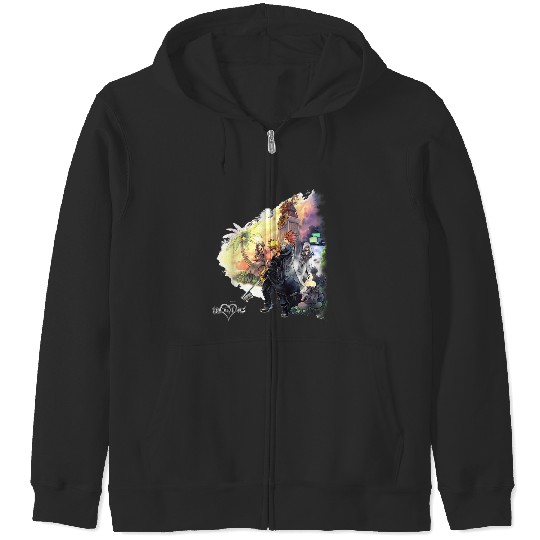 Disneyss Kingdom Hearts Characters Clock Tower Group shots Zip Hoodies