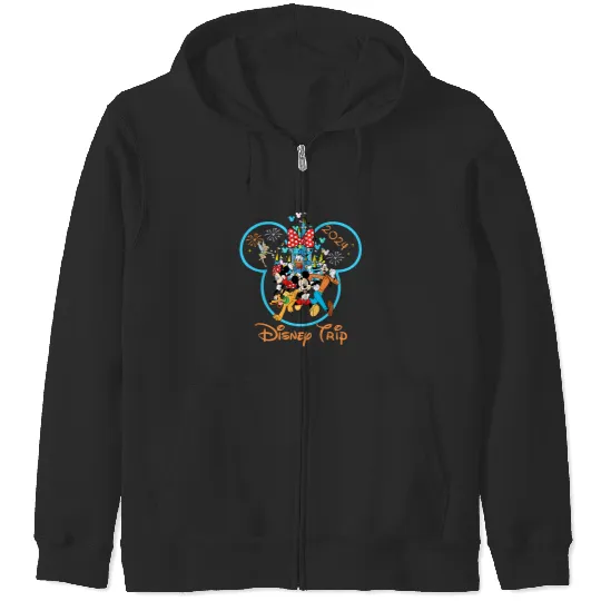 Mickey Mouse and Friends Family Disney Trip 2024 Matching, Donald Goofy Pluto Tee Zip Hoodies