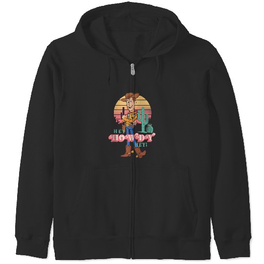Disneyss Pixars Toy Story 4 Woody Hey Howdy Hey Retro Portrait Zip Hoodies