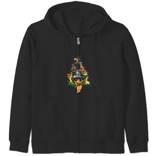 Winnie The Pooh Disney Christmas Tree Zip Hoodies, Vintage Disney Xmas Zip Hoodies