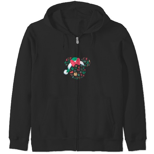 Disney Minnie Mouse Head Icon Christmas Holiday Zip Hoodies