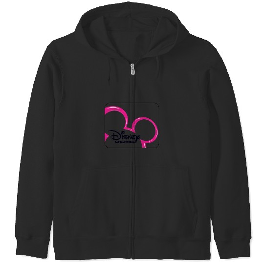 Disney Channel  Mickey Mouse Pink Retro 2000s Logo Zip Hoodies