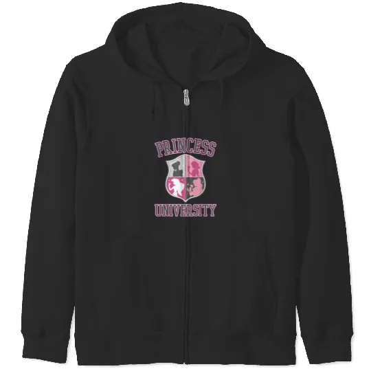 Disney Princess University College Text Logo Gra Zip Hoodies