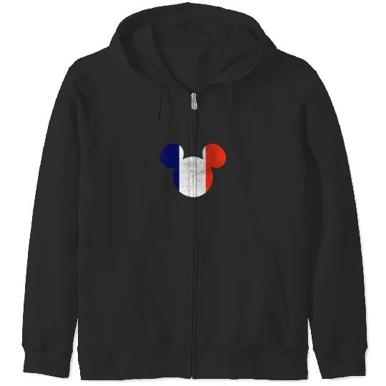 Disney Mickey Mouse Logo France Flag Fill Zip Hoodies