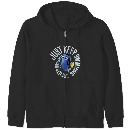 Disneyss Pixars Finding Dory Just Keep Swimming Big Chest Logo Zip Hoodies
