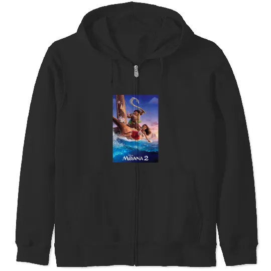 Disney Moana 2 Set Sail  Movie Teaser Poster & Logo Zip Hoodies