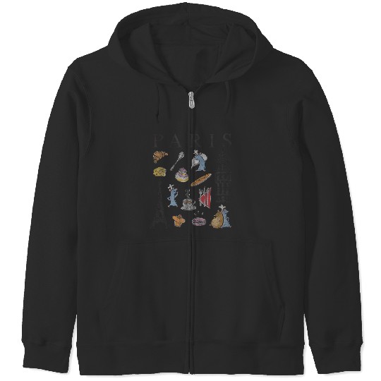 Disney Pixar Ratatouille Paris Food Places Collage Zip Hoodies