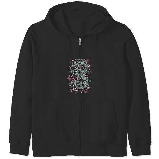 Disney Mulan Mushu Floral Outline Zip Hoodies