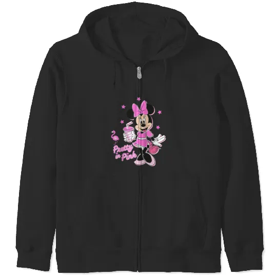 Disney Minnie Mouse Pretty in Pink Raglan Baseball Tee Zip Hoodies