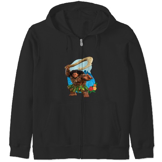 Disney Moana 2 Tropical Island Adventure Maui With Fish Hook Zip Hoodies