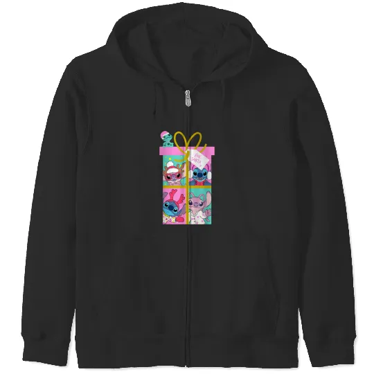 Disney Lilo Stitch Christmas 2024 Angel Stitch Gift For Santa Zip Hoodies