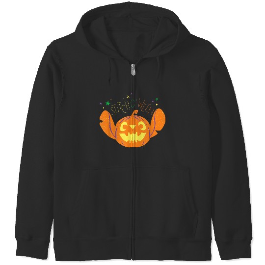 Disney Lilo Stitch Jack O Lantern Stitch Oween Halloween 2024 Zip Hoodies