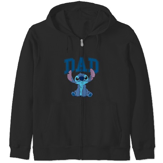 Disney Lilo Stitch Dad Cool Stitch Collegiate Logo Zip Hoodies