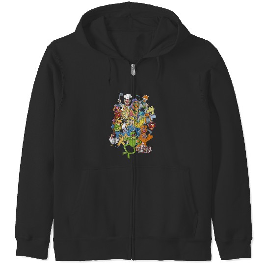 Disney The Muppets Main Characters Distressed Group Shot Zip Hoodies