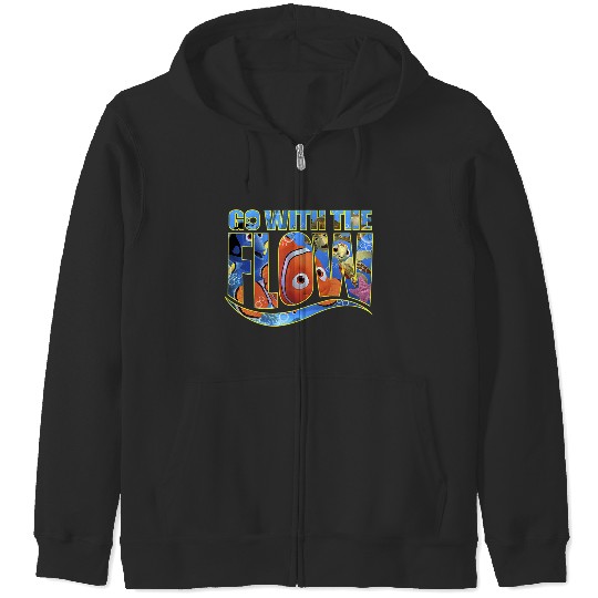 Disneyss Pixars Finding Nemo Go With The Flow Logo Filled Zip Hoodies