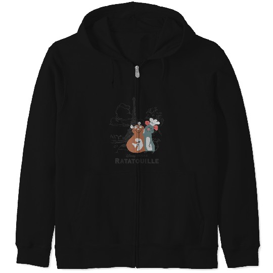 Disney Pixar Ratatouille Remy Emile Cute Hug Paris Shot Zip Hoodies