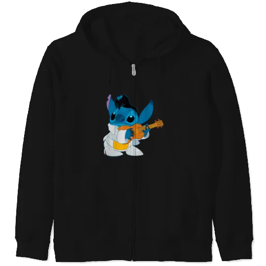 Disney Lilo Stitch Iconic Elvis Stitch Ready To Play Logo Zip Hoodies