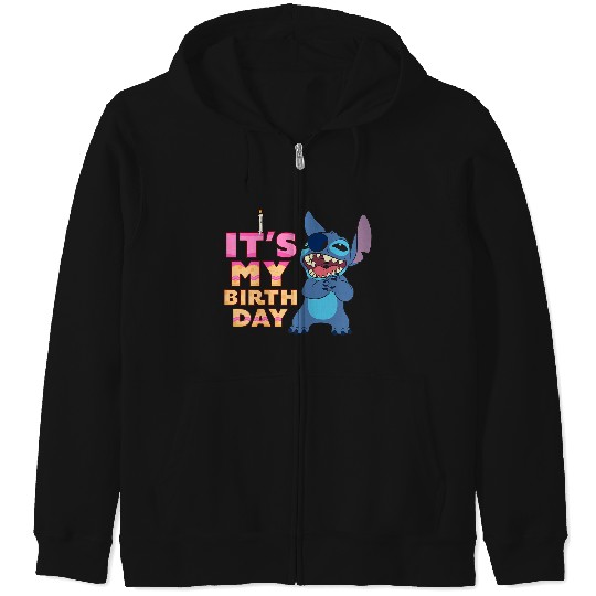 Disney Lilo Stitch It's My Birthday Happy Text Stack Zip Hoodies