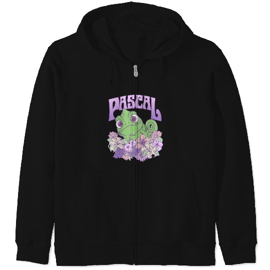 Disney Tangled Cute Pascal Floral Pastel Big Chest Portrait Zip Hoodies