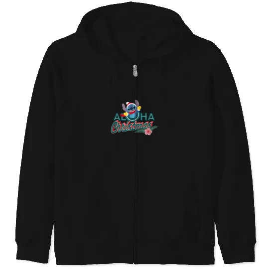 Disney Stitch Aloha Christmas Holiday Zip Hoodies