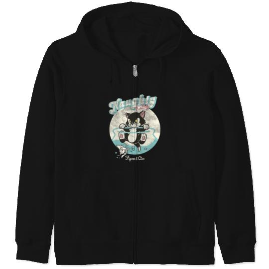 Disney Pinocchio Naughty Kitty Figaro & Cleo Retro Big Logo Zip Hoodies