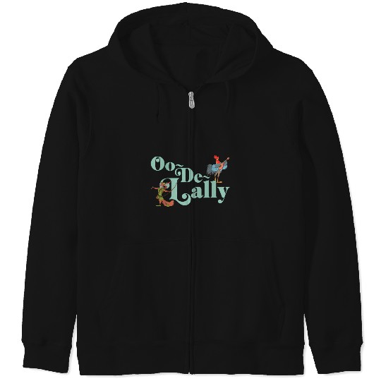 Disney Robin Hood Oo-De-Lally Iconic Quote Chest Text Logo Zip Hoodies