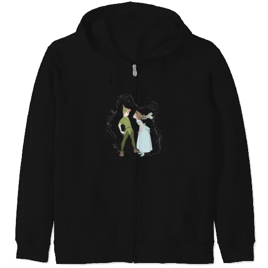 Womens Disney Peter Pan Wendy Kissing Peter Pan V-Neck Zip Hoodies
