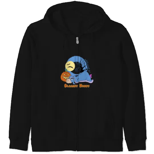 Bloomy Night Eeyore Halloween Zip Hoodies, Disney Eeyore Winnie The Pooh Halloween Zip Hoodies
