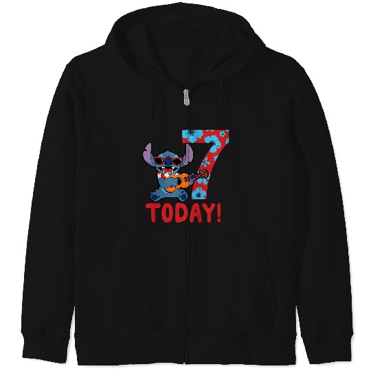 Kids Disney Lilo Stitch Tropical Birthday 7 Years Old Today Zip Hoodies
