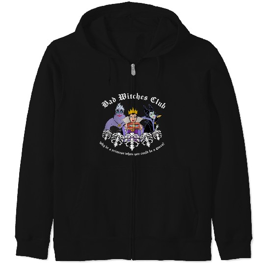 Disney Villains Bad Witches Club Epic Group Shot Chest Logo Zip Hoodies