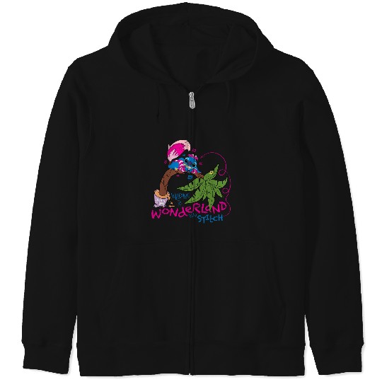 Disney 100 Stitch in Costume Cheshire Cat Wonderland Welcome Zip Hoodies