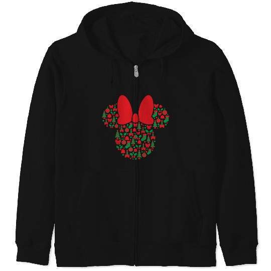 Disney Minnie Mouse Icon Red and Green Holiday Merry Christmas 2024 Zip Hoodies