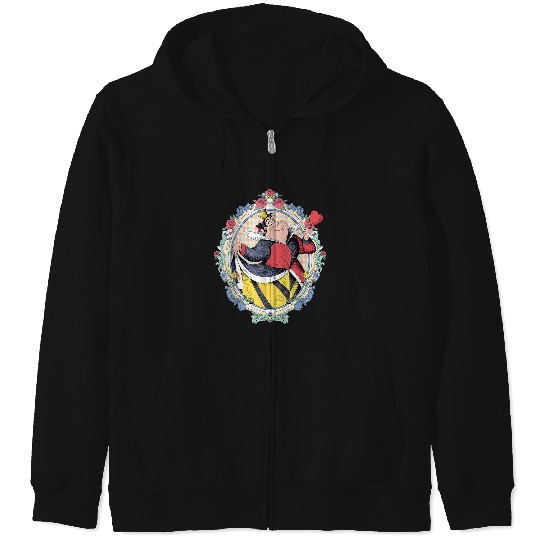 Disney Villains Queen Of Hearts Wonderland Illustrated Style Zip Hoodies