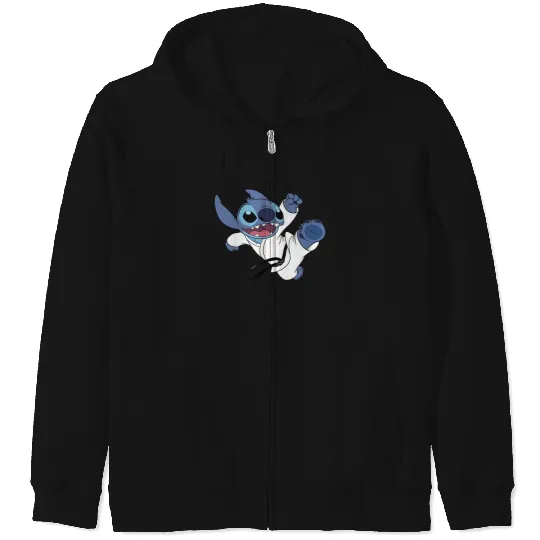 Disney Lilo & Stitch Karate Kick Black Belt Cute Zip Hoodies