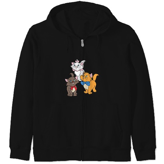 Disney The Aristocats Cute Trio Marie Toulouse Berlioz Logo Zip Hoodies