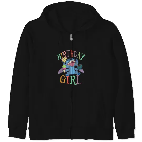 Disney Lilo Stitch Birthday Girl Snacking Stitch Zip Hoodies