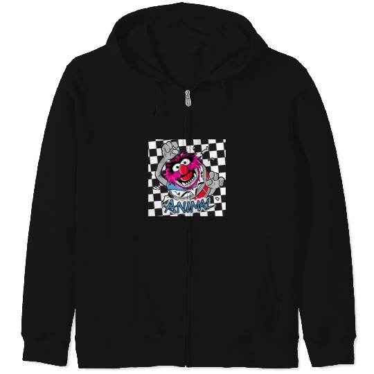 Disney The Muppets Rockstar Animal Checkerboard Portrait Zip Hoodies
