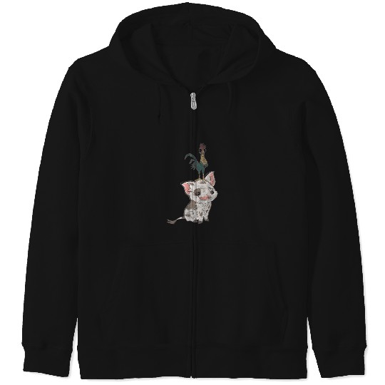 Disney Moana Pua And Hei Hei Simple Portrait Zip Hoodies