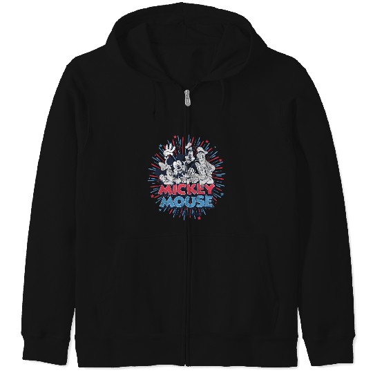 Disney Mickey Classic 4th Of July Group Fireworks Poster Zip Hoodies