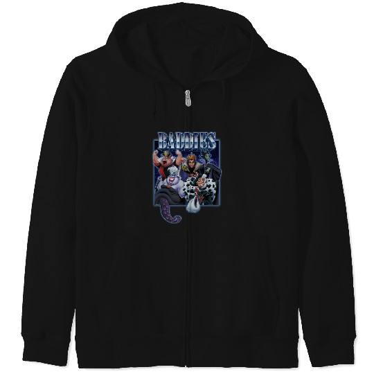 Disney Villains Epic Baddies Team Group Shot Chest Portrait Zip Hoodies