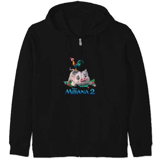 Disney Moana 2 Pua and Heihei with  Movie Logo Zip Hoodies
