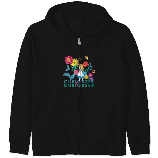 Womens Disney Alice in Wonderland Curiouser & Curiouser V-Neck Zip Hoodies