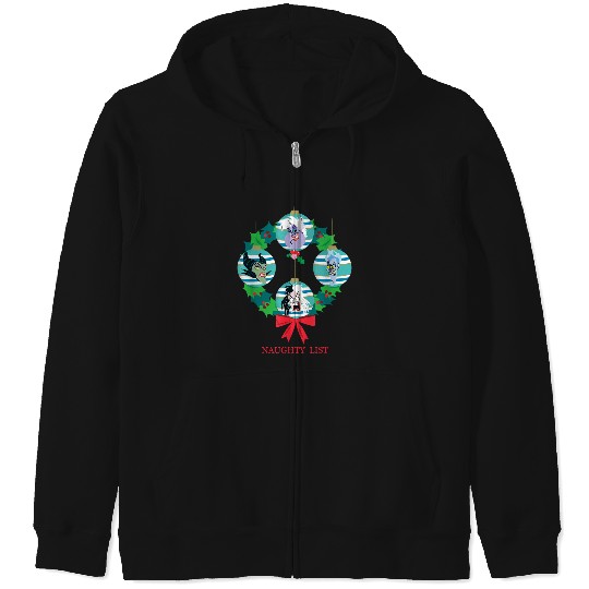Disneyss Villains Holiday Christmas Wreath Naughty List Zip Hoodies