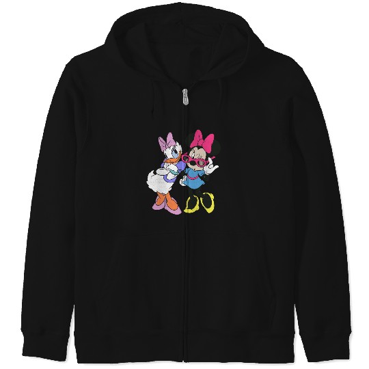 Disney Mickey And Friends Daisy & Minnie Fashion , Grey, Small Zip Hoodies