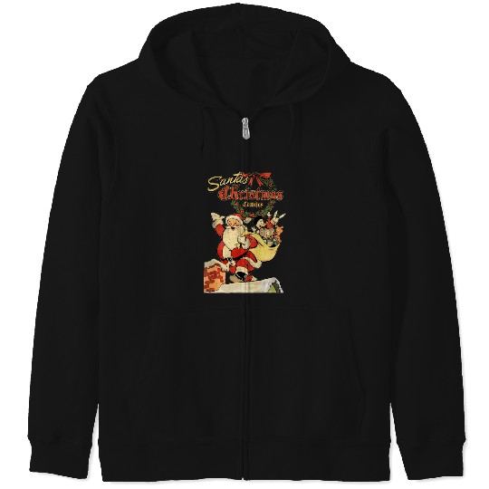 Santa's Christmas Comics 1952 Funny Vintage Holiday Scene  : Mickey Disney Christmas, Disney Christmas Zip Hoodies