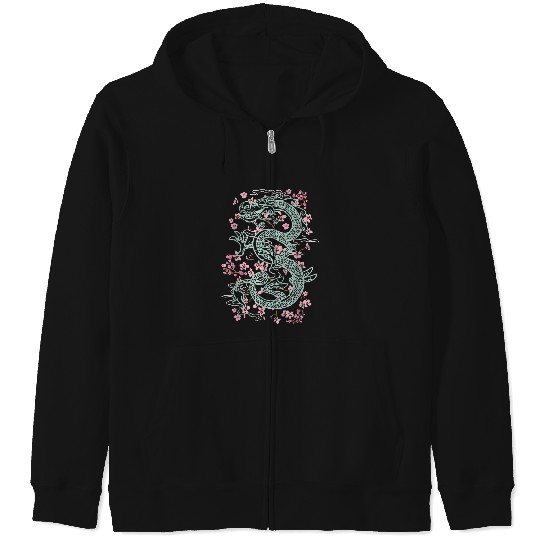 Disney Mulan Mushu Floral Outline Zip Hoodies
