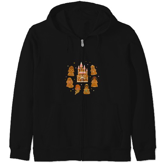Disney Princess Holiday Christmas Gingerbread Cookie Castle Zip Hoodies