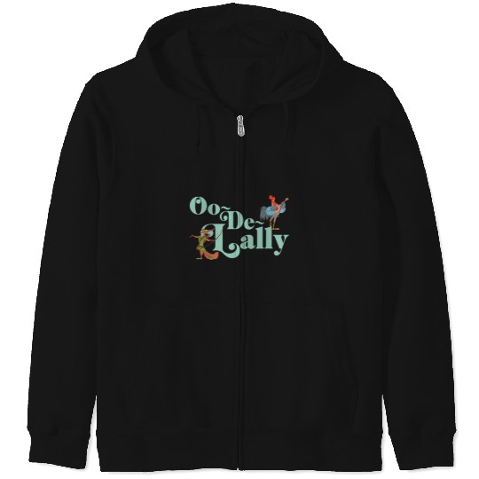 Disney Robin Hood Oo-De-Lally Iconic Quote Chest Text Logo Zip Hoodies