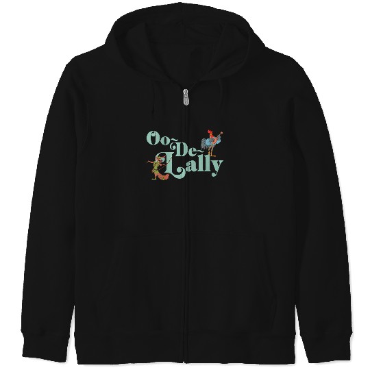 Womens Disney Robin Hood Oo-De-Lally Iconic Quote Chest Text Logo V-Neck Zip Hoodies