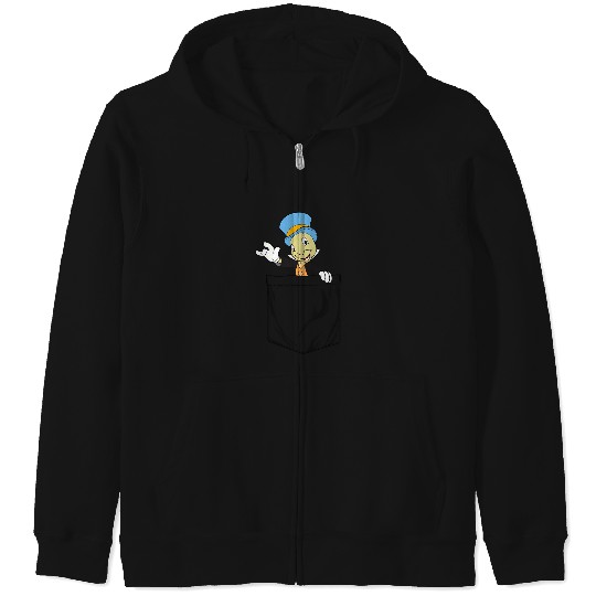 Disney Pinocchio Jiminy Cricket Faux Pocket Zip Hoodies